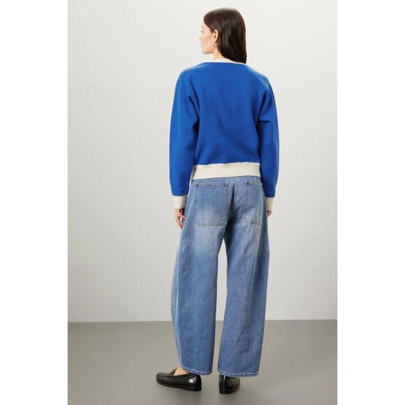 NWT SANDRO Murcie Green Ivory Knit Boxy Crest Button Cardigan Sweater, Size 1/S - Picture 4 of 16